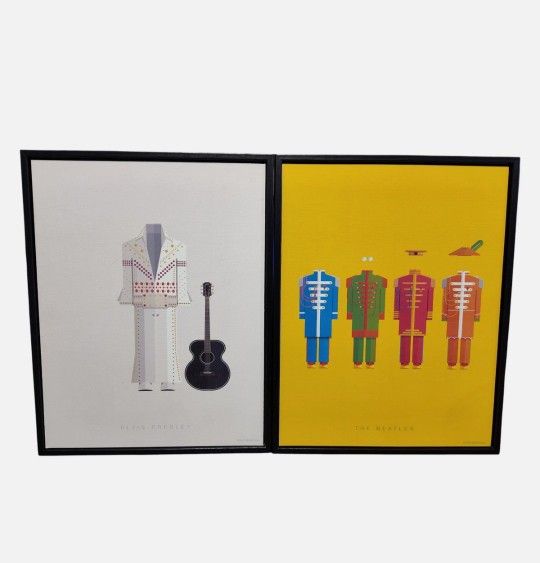 Stupell Industries The Beatles & Elvis Fashion Design 11x14 w/ Black Frame