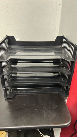Black Plastic Stackable Desktop Letter Tray
