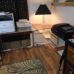 Beautiful Glass/Chrome/Wood Laminate Corner Desk!