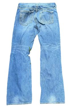 Mens True Religion Light Wash Distressed Jeans 38 X 34 Made In USA
