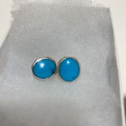 Sterling 925 Faux Turquoise Post Earrings 