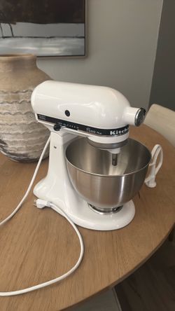 KitchenAid white and black mixer