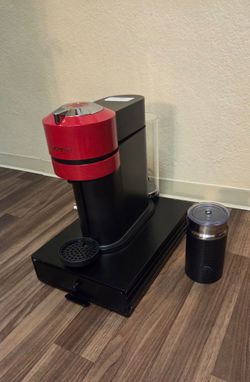 Cherry red Nespresso machine