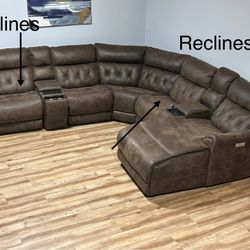 Brown Faux Leather Couch