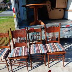 4-antique Vintage Wood Dinette Chairs Over 100 Years Old Hand Made