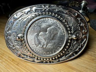 Vintage Eisenhower Silver Dollar Belt Buckle – Western Style 