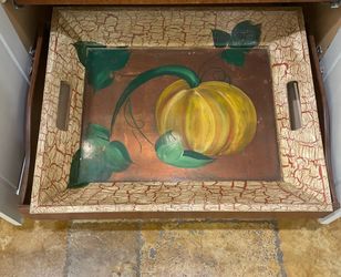 Hand painted Gold-Leafed Tray featuring a Cantaloupe/Pumpkin