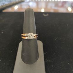 10k 0.34 CTW Rose Gold Bridal Set,Sz 7