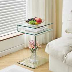 Modern Glass end table S-shaped side table