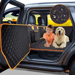 Dog Car Seat Cover for Back Seat, Hard Bottom Car Seat Cover for Dogs with Door Protectors, Waterpro