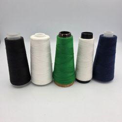 5 Spools 1 Black 2 White 1 Blue 1 Green Sewing Serger Thread