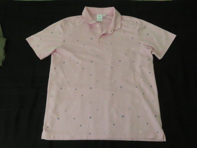 Puma Golf Arnold Palmer Polo Shirt Umbrella Short Sleeve pink Colorful L