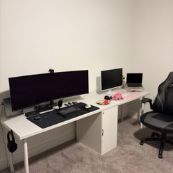 Minimalist 98” IKEA Desk – Saljan Countertop + Alex Drawer