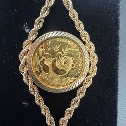 14k rope bracelet w 999 panda coin 1991
