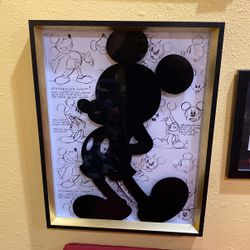 Disney Mickey Mouse “Silhouette On Sketch” Metal Framed Picture