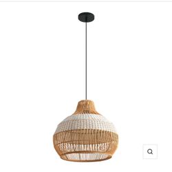17" Yale Bohemian Handwoven Rattan Island Pendant Light