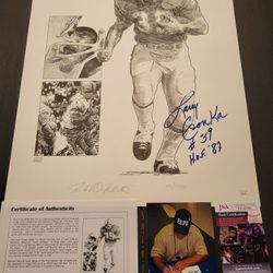 Miami Dolphins great Larry Csonka signed limited edition 16 X 20 black-and-white lithograph 