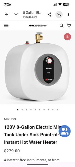 Mizudo 8 gal electric mini tank hot water heater
