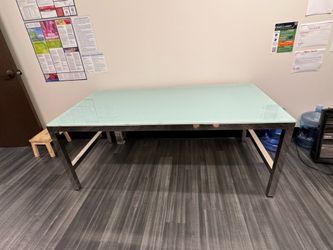 Glass and metal table