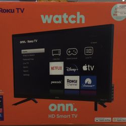 24” ONN Roku Tv Class 720P HD Smart Tv New Open Box 