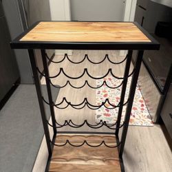 Real Wood and Metal Wine Rack