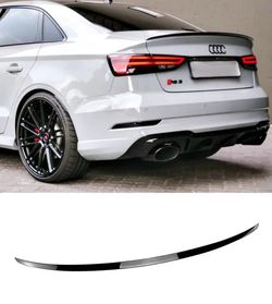 Glossy Black Rear Trunk Lip Spoiler Wing For AUDI A3 S3 S Line 22-25 8Y