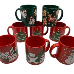 waechtersbach christmas mugs set of 8 1980’s retro vintage