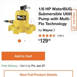 1/6 HP WaterBUG Submersible Utility Pump with Multi-Flo Technology by Wayne