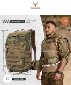 TUXAPO• 30L Camo Molle Tactical Backpack Adjustable • Built to Last: Crafted from tough nylon with YKK zippers and Duraflex buckles, Reg. Reg. $279.99