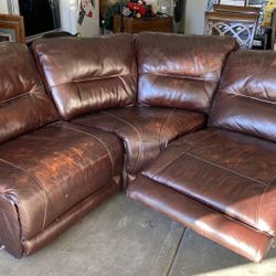 For Free Comfortable Brown Leather Reclining Sectional Sofa