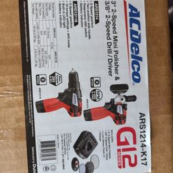 ACDelco ARS1214-K17 G12 Series 12V Cordless Li-ion 2-Speed 3” Mini Polisher & 3/8” Drill Driver Combo Tool Kit with 2 Batteries
