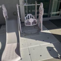 Plastic Swing and Slide Set in Pink Baby Toddler 