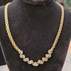 Genuine Blue Topaz ( Vintage  ) Necklace 