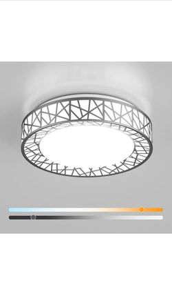 12 Inch Flush Mount Ceiling Light, Modern Brushed Nickel LED Ceiling Light Fixture, 20W 1400LM 2700 to 6500K Adjustable