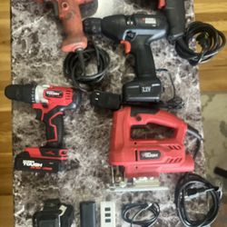 Set de herramientas - Drills Hyper Tough, Craftsman, Black & Decker, Jig Saw Hyper Tough y Laser