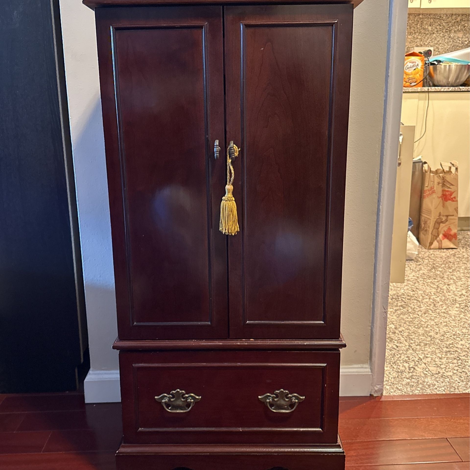 Solid Wood Antique Jewelry Armoire 