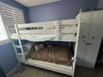 White Wood Twin Bunk Bed Frame