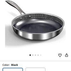 10" Hybrid Ceramic Nonstick Frying Pan, 3-Ply Stainless Steel Skillet, 2-Layer Coating, PFAS & PTFE Free, 9H Hardness & Corrosion Resistance, Dishwash