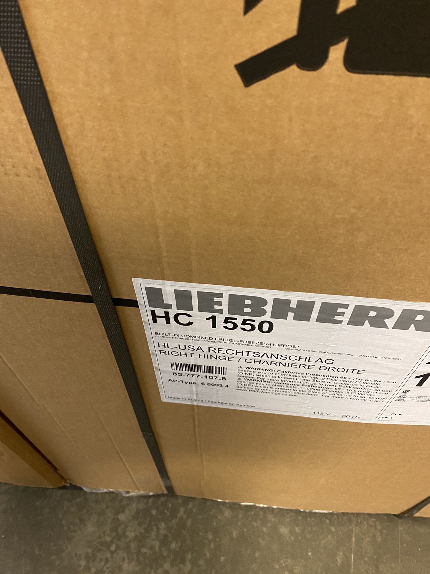 Liebherr HC1550 30 Inch Built-in Panel Ready Refrigerator
