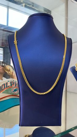 5MM 30” Machine Made Miami Cuban Link Chain Gold Over Silver