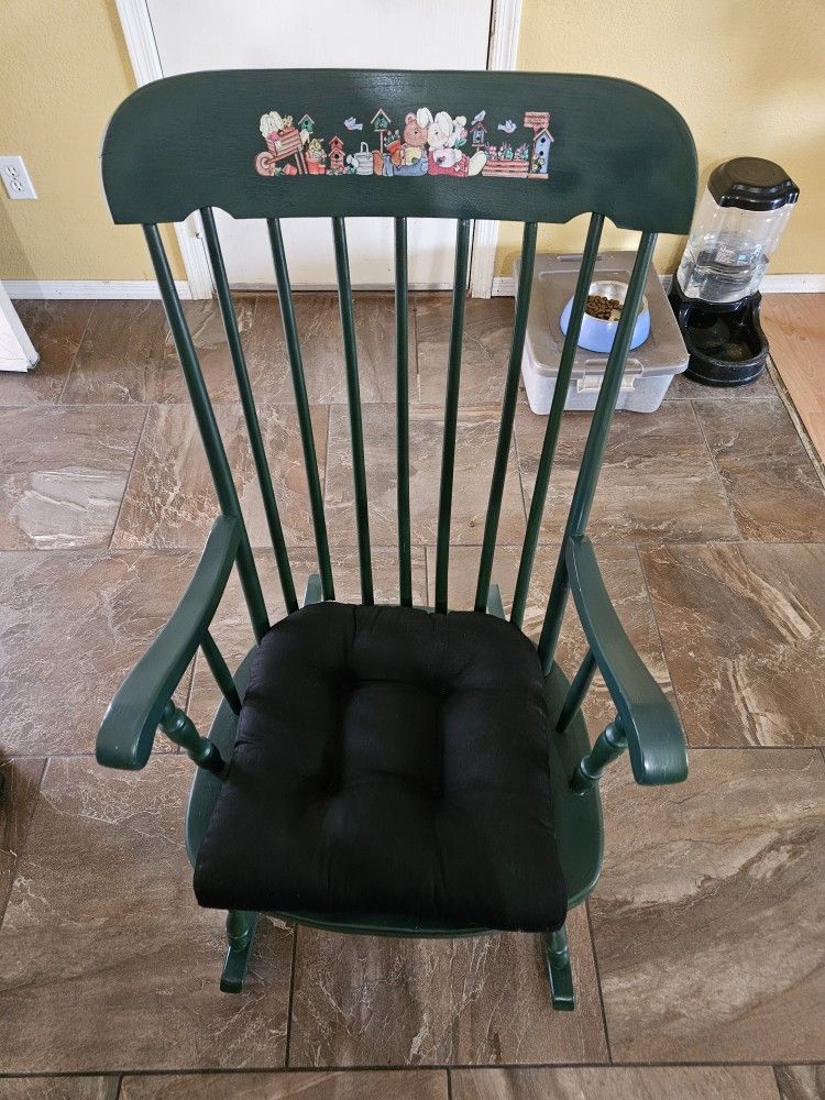 Painted Green Wood Rocking Chair