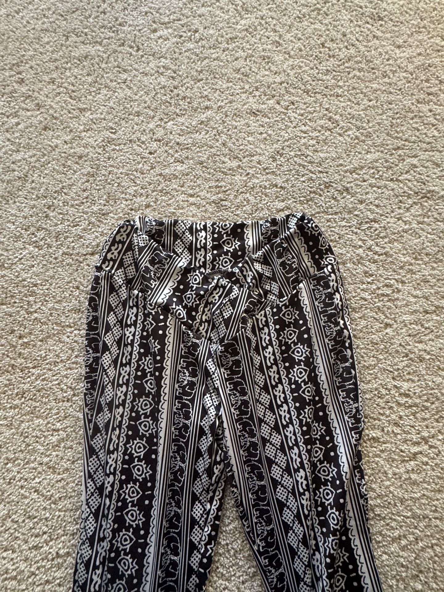Shien Black And White Pattern Pants