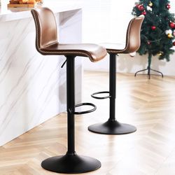 Swivel Bar Stools Set of 2, Adjustable Barstools with Backs Curved Backrest Support, Built for Heavy Daily Use, Stable Metal Base, Protects Floors, 28
