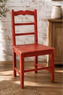 Vintage Distressed Red Farmhouse Accent Dining Chair * Fall Porch Plant Stand Chair!