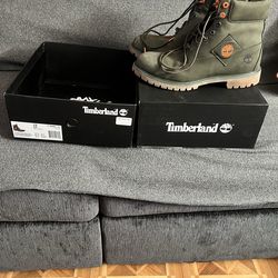 Timberland Premium 6" Waterproof Boots - Dark Green Nubuck (Size 13)