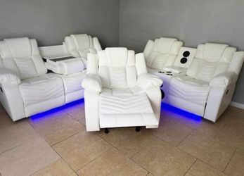 White living room set with LED lights