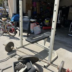 olympic bench, And Weight Set with weights 
