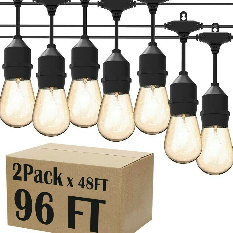 2 Pack 48 Ft Outdoor String Lights W/ 30 LEDs Lights