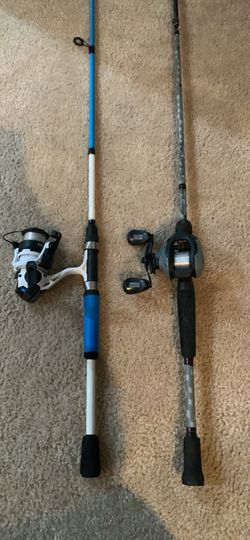 Fishing rods with lures and bag