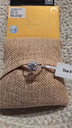 925 SS Moissanite 1.15ct D color Round cut Ring size 8